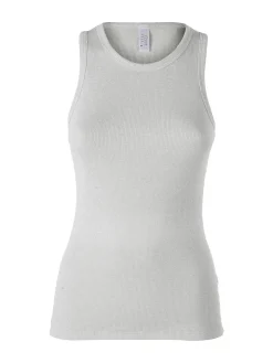 Pura Canotta da donna in cotone lamè - argento