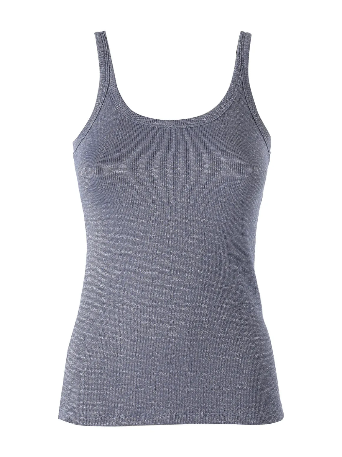 Pura Canotta da donna in cotone lamé - blu