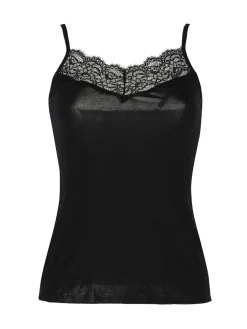 Pura LUXURY P0715 Top donna in cashmere con pizzo e spalline sottili