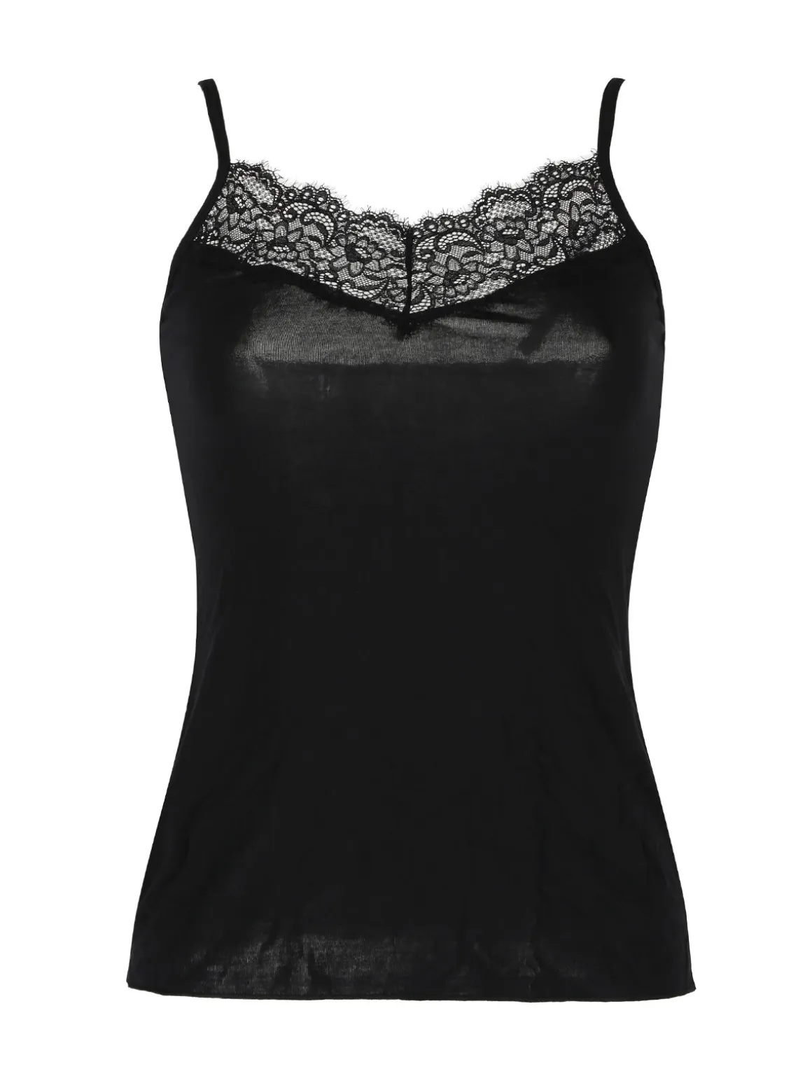Pura LUXURY P0715 Top donna in cashmere con pizzo e spalline sottili