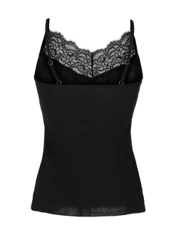 Pura LUXURY P0715 Top donna in cashmere con pizzo e spalline sottili