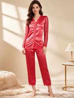 Pura Pigiama lungo donna con pizzo