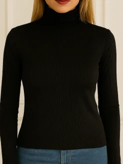 Pura P0736M Dolcevita donna a costine in cashmere - naturale