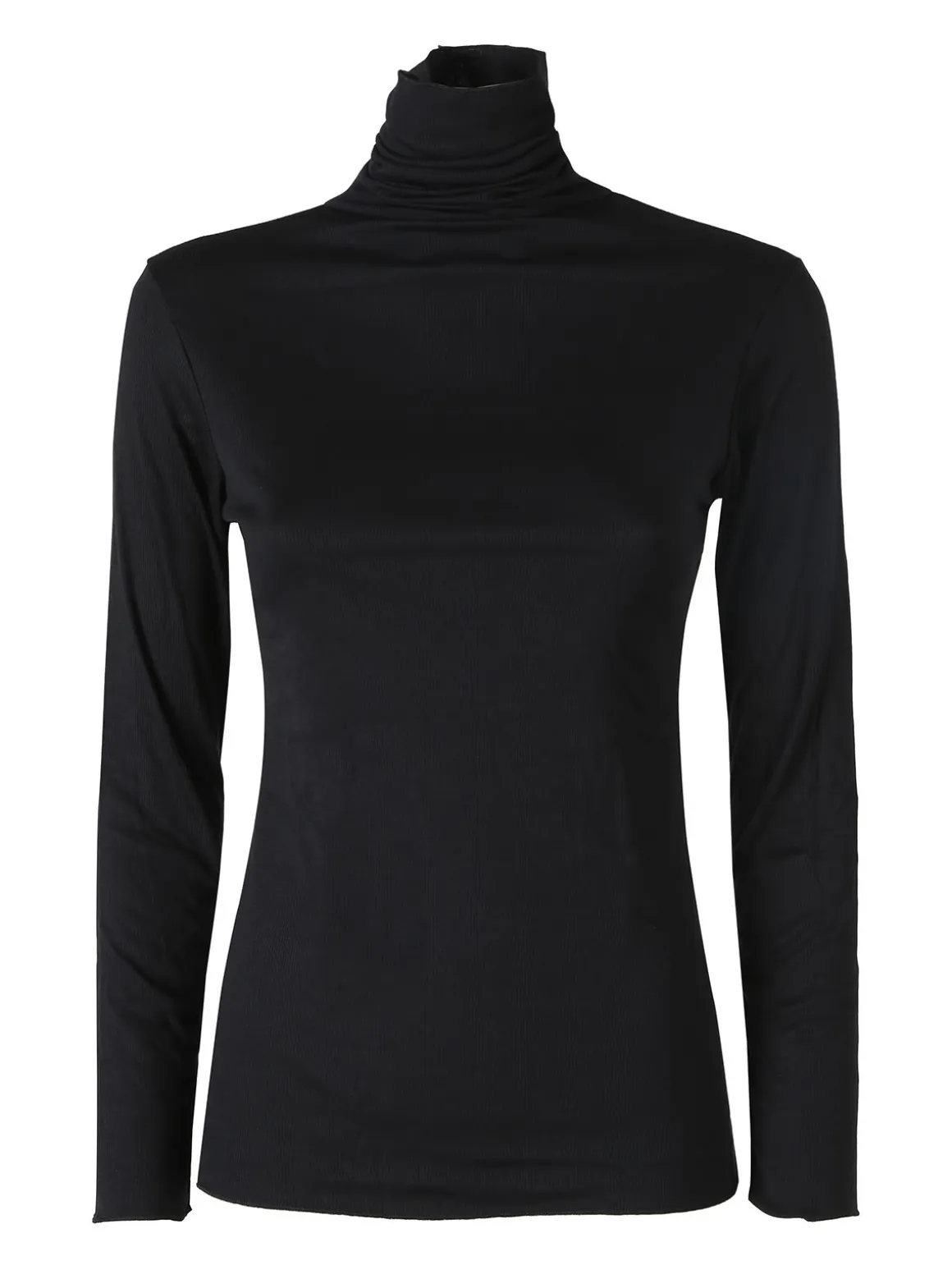 Pura P0736M Dolcevita donna a costine in cashmere - nero