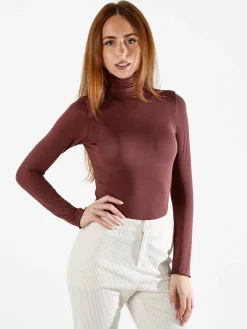 Pura P0714M Dolcevita donna in cashmere a manica lunga - moro
