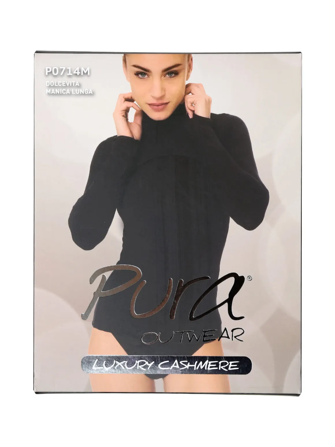 Pura P0714M Dolcevita donna in cashmere a manica lunga - nudo