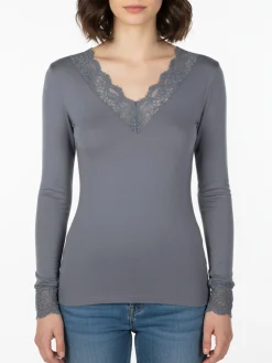 Pura P0716M Maglia donna in cashmere con pizzo