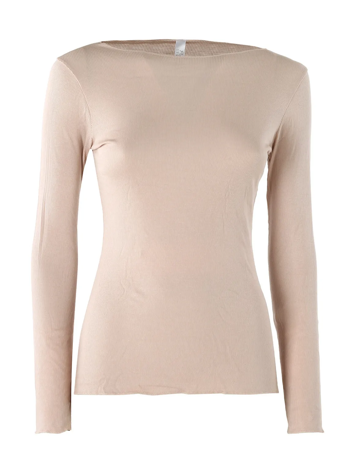 Pura P0735M Maglietta donna a costine in cashmere con scollo a barca - naturale