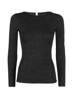 Pura P0724M Maglietta donna in lurex a maniche lunghe con scollo a barca
