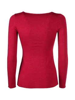 Pura P0724M Maglietta donna in lurex a maniche lunghe con scollo a barca