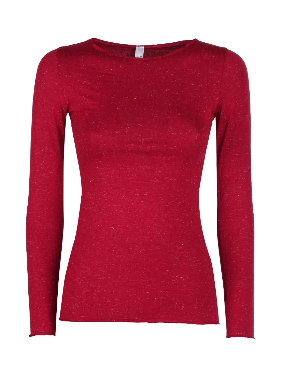 Pura P0724M Maglietta donna in lurex a maniche lunghe con scollo a barca