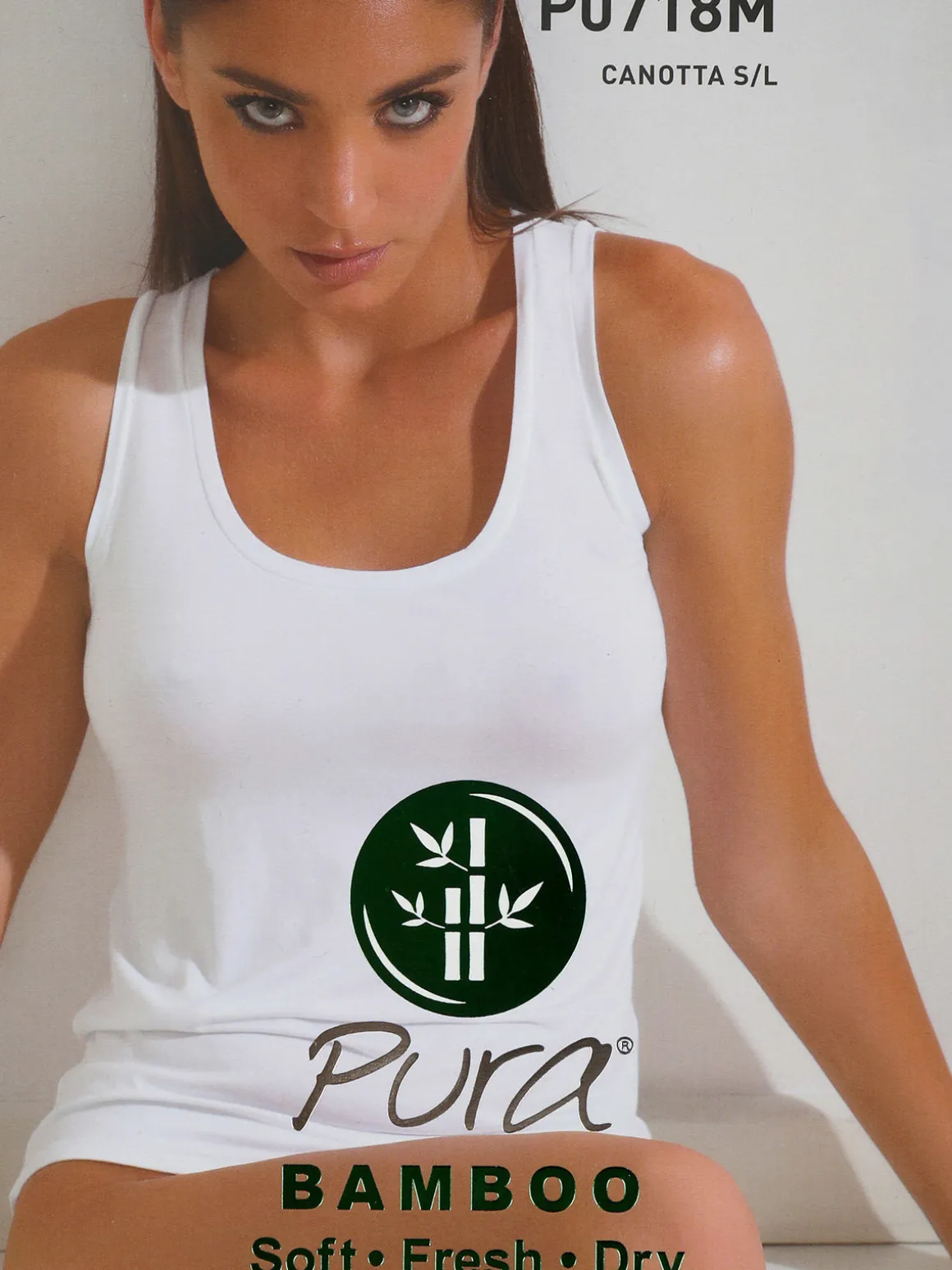 Pura P0718M Top donna in bamboo a spalla larga