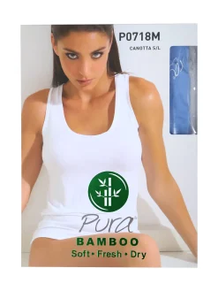 Pura P0718M Top donna in bamboo a spalla larga