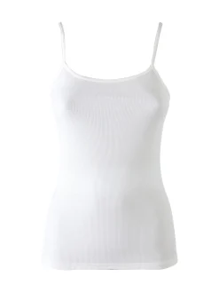 Pura Top donna a costine in bamboo - bianco