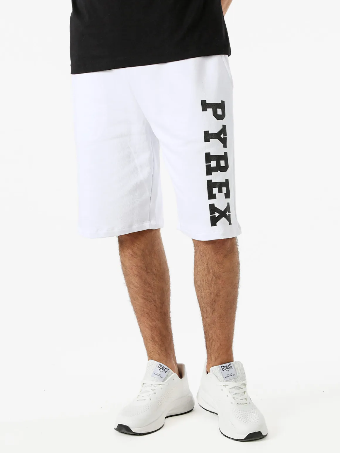 Pyrex Bermuda sportivi da uomo in cotone con logo - bianco