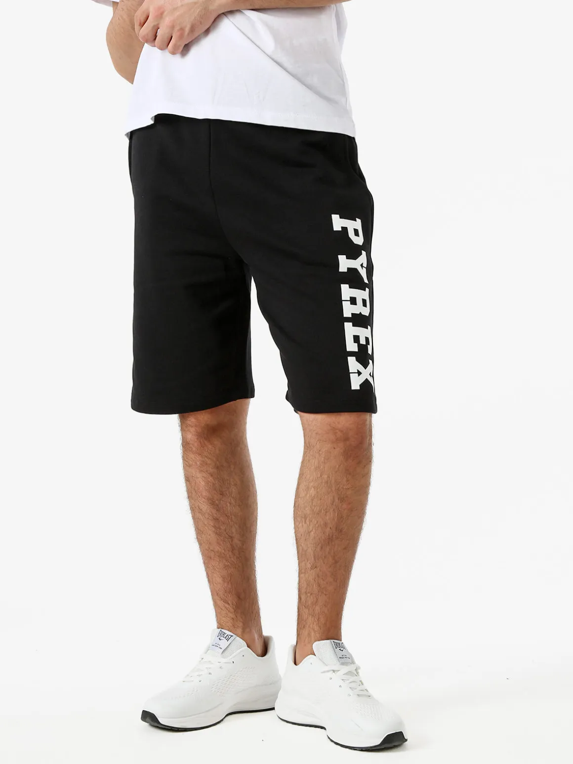 Pyrex Bermuda sportivi da uomo in cotone con logo - nero