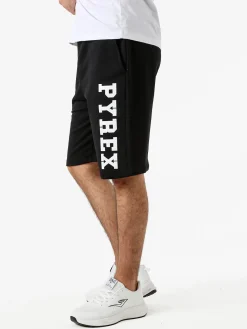 Pyrex Bermuda sportivi da uomo in cotone con logo - nero