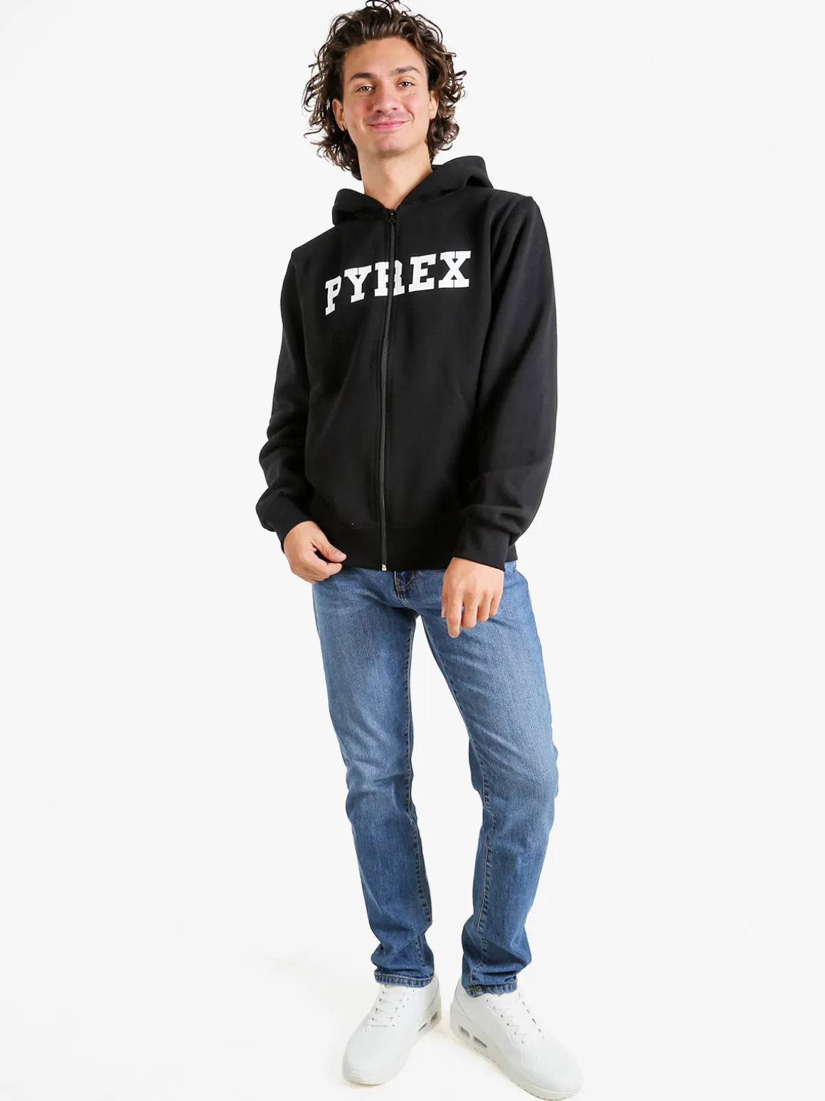 Pyrex Felpa da uomo con cappuccio e zip - nero