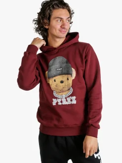 Pyrex Felpa da uomo con cappuccio e stampa - bordeaux
