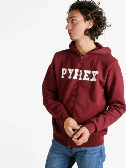 Pyrex Felpa da uomo con cappuccio e zip - bordeaux