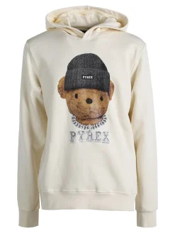 Pyrex Felpa da uomo con cappuccio e stampa - panna