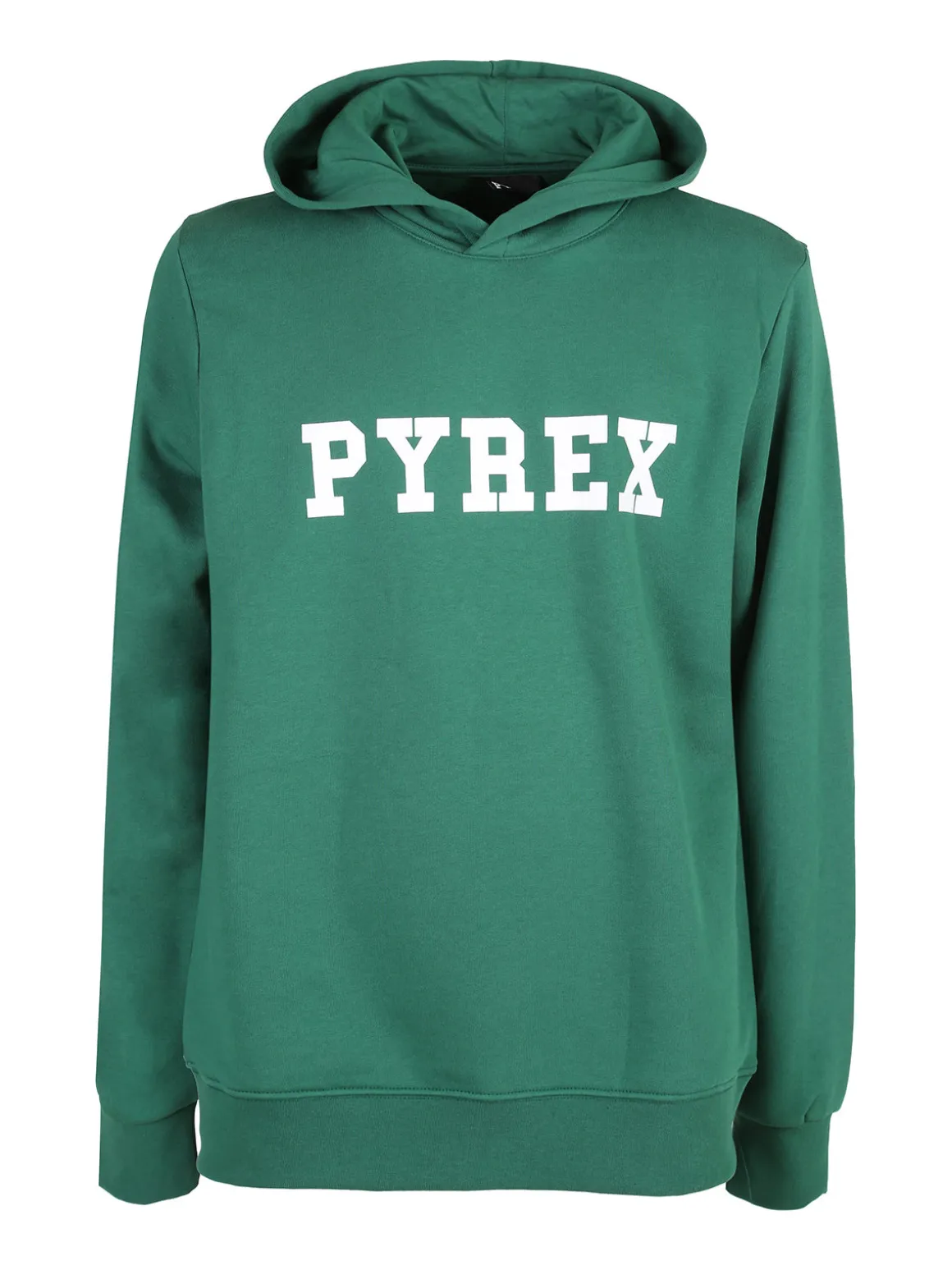 Pyrex Felpa da uomo in cotone con cappuccio e stampa logo - verde