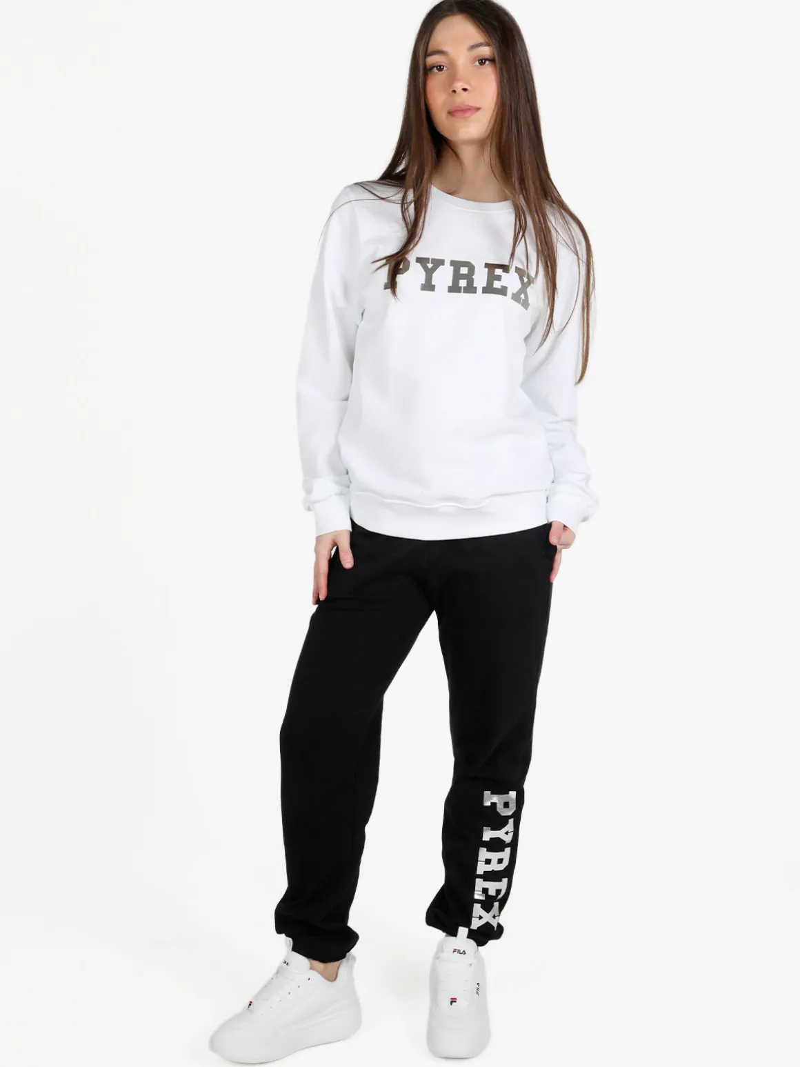 Pyrex Felpa donna girocollo con stampa logo