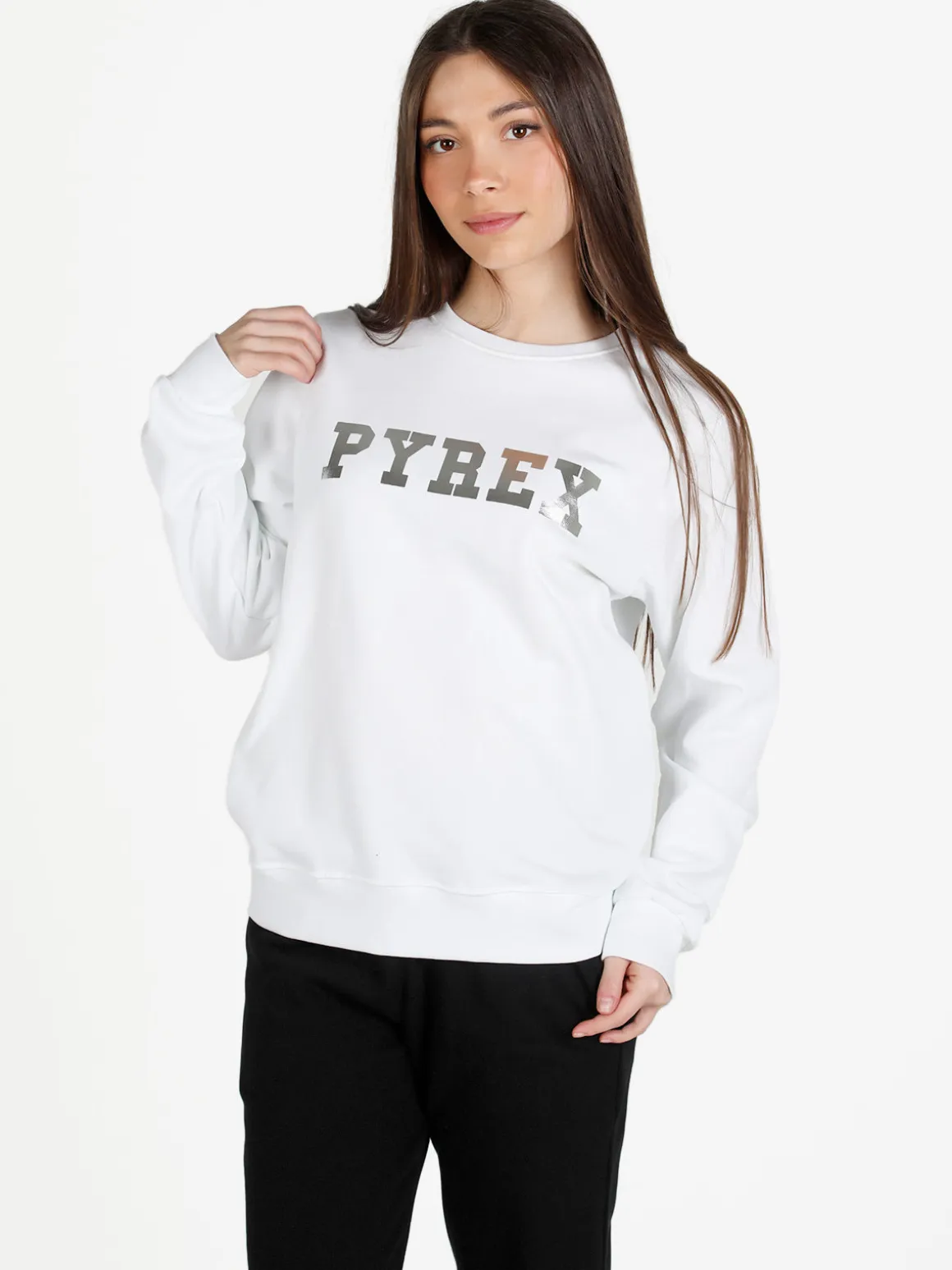Pyrex Felpa donna girocollo con stampa logo