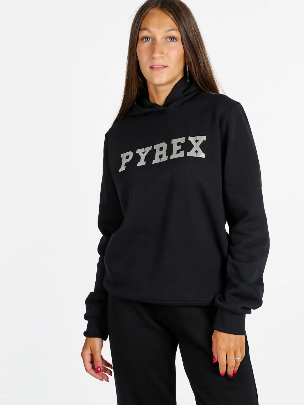 Pyrex Felpa donna invernale con cappuccio - nero