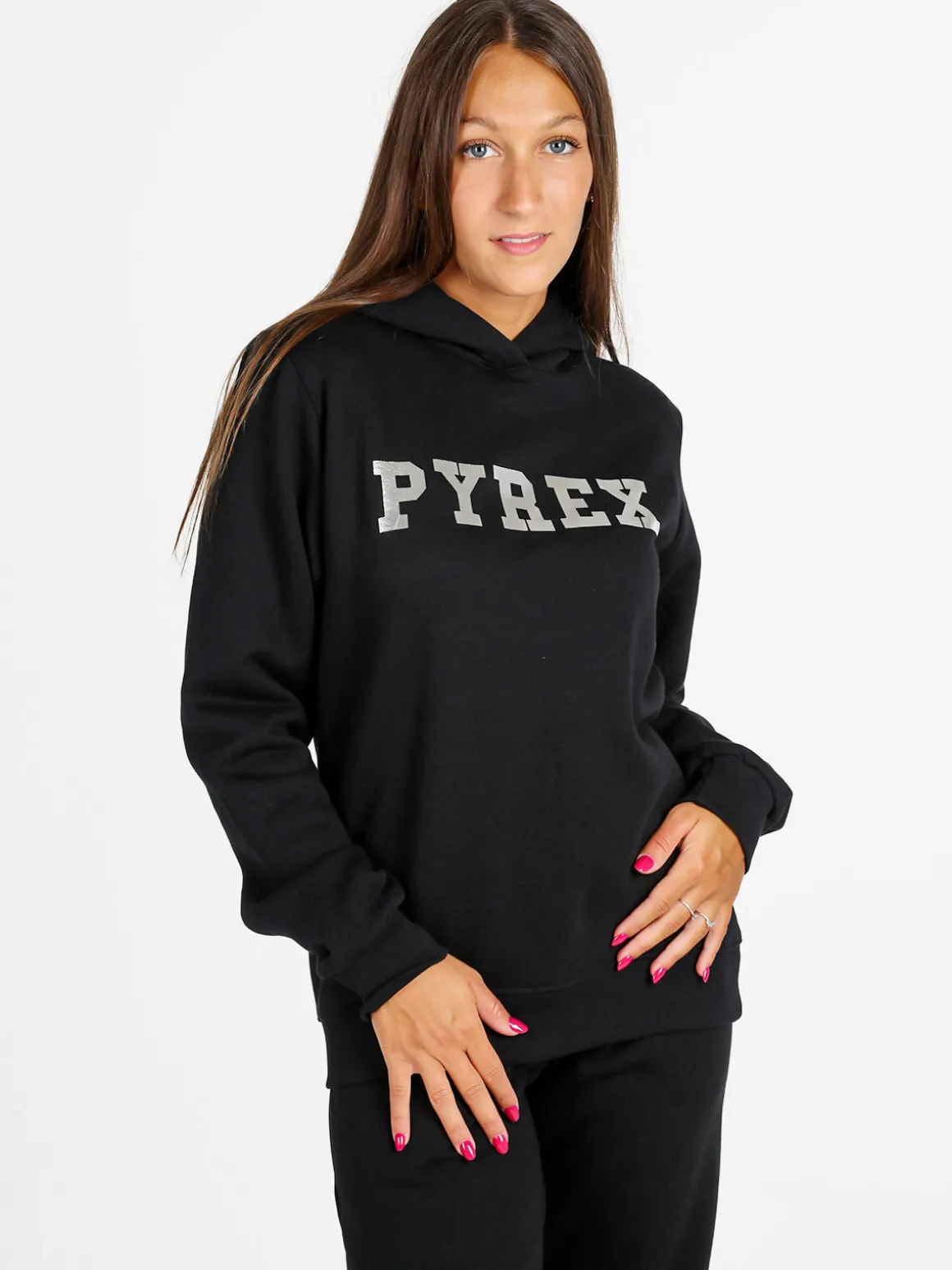 Pyrex Felpa donna invernale con cappuccio - nero