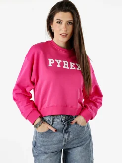 Pyrex Felpa donna oversize con logo - fucsia