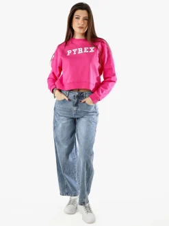 Pyrex Felpa donna oversize con logo - fucsia