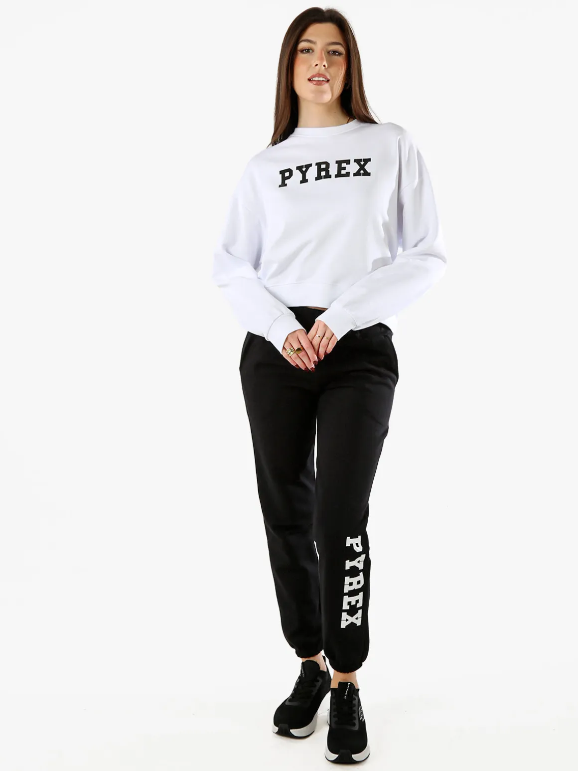 Pyrex Felpa donna oversize con logo - bianco