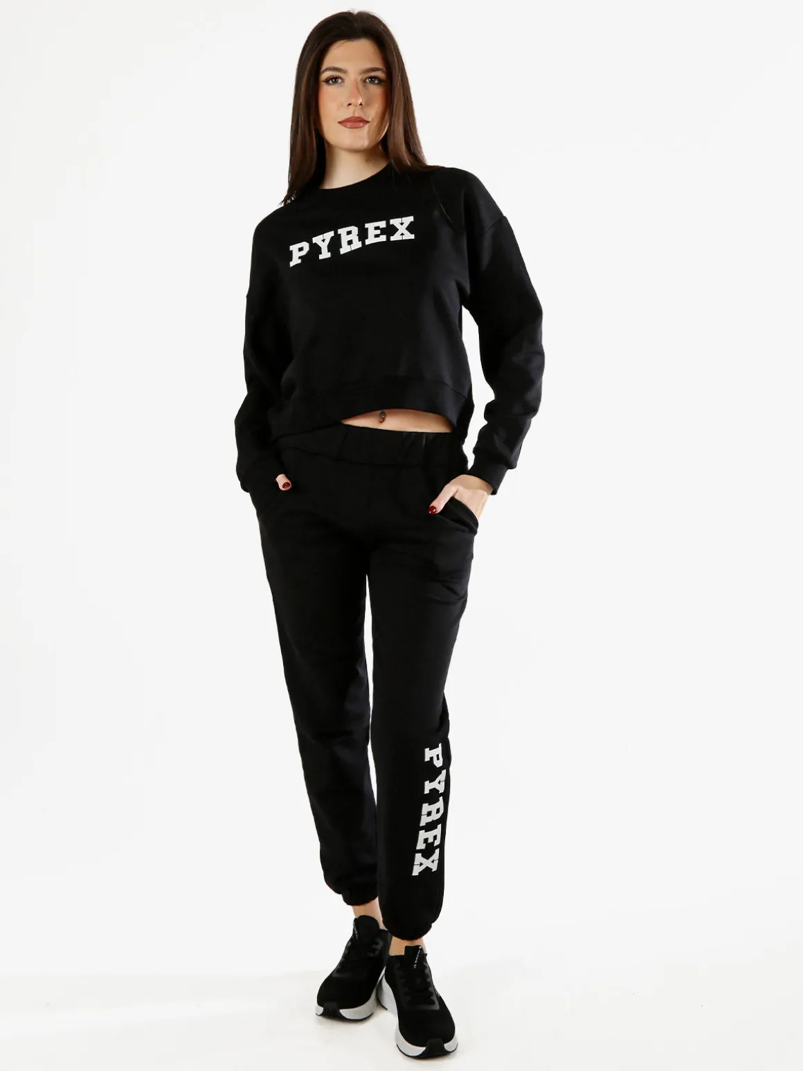Pyrex Felpa donna oversize con logo - nero