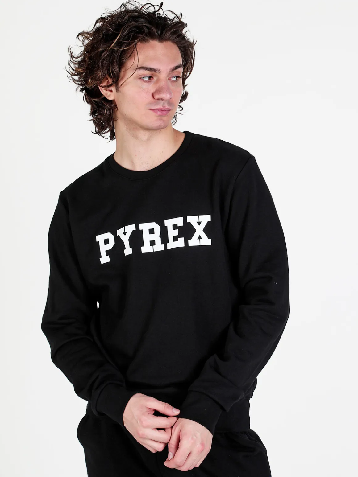 Pyrex Felpa girocollo da uomo in cotone con logo