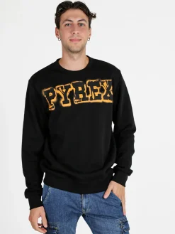 Pyrex Felpa girocollo da uomo in cotone - nero