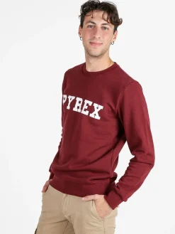 Pyrex Felpa girocollo da uomo invernale con logo - bordeaux