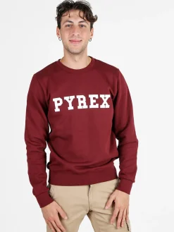 Pyrex Felpa girocollo da uomo invernale con logo - bordeaux
