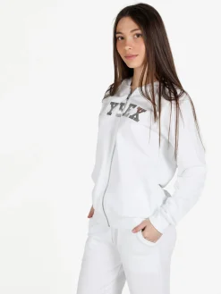 Pyrex Felpa in cotone da donna con cappuccio e zip