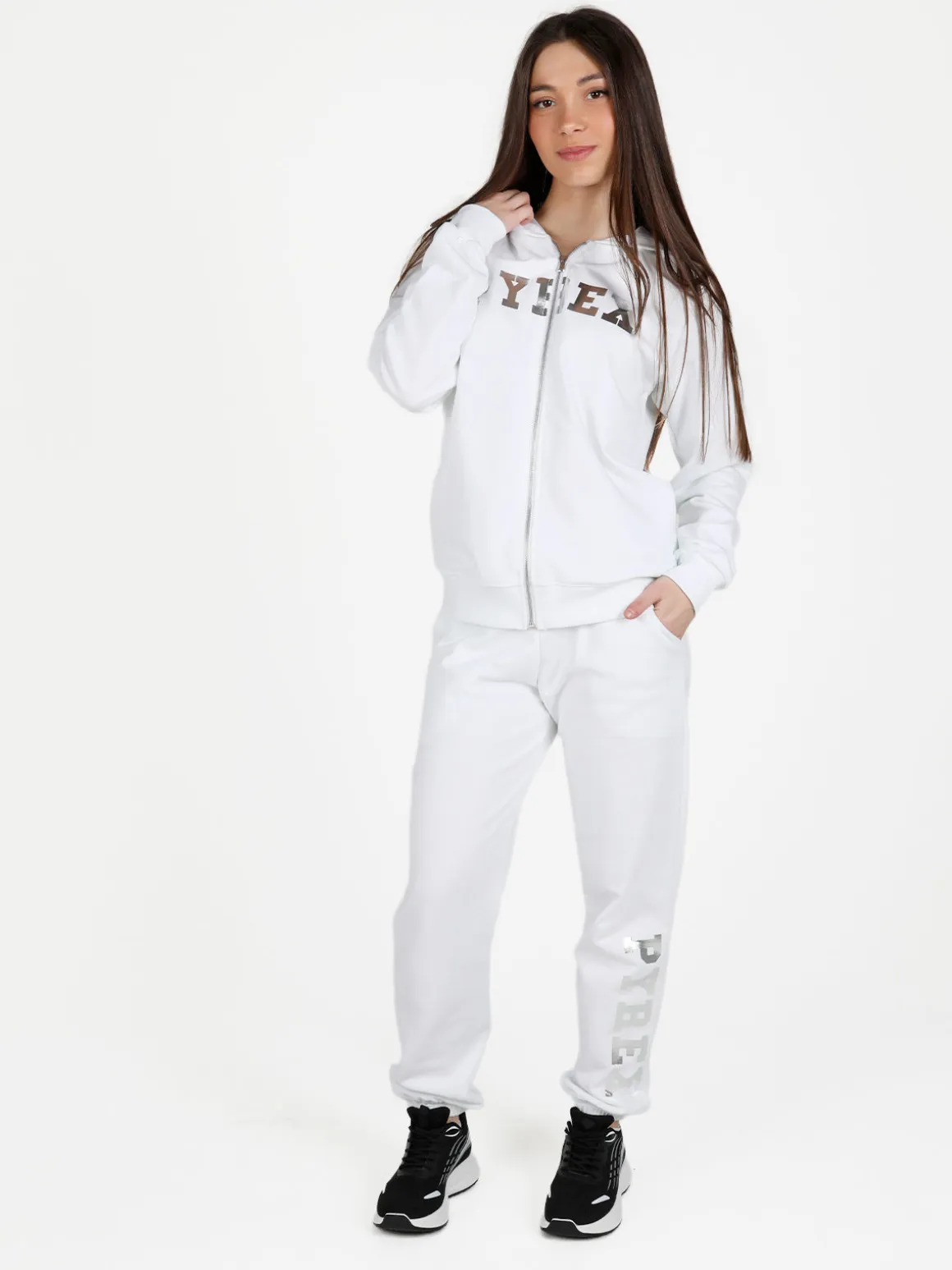Pyrex Felpa in cotone da donna con cappuccio e zip