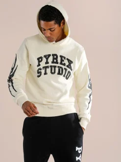 Pyrex Felpa invernale da uomo con cappuccio - panna