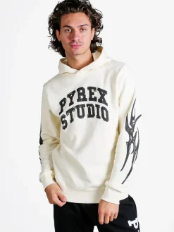 Pyrex Felpa invernale da uomo con cappuccio - panna
