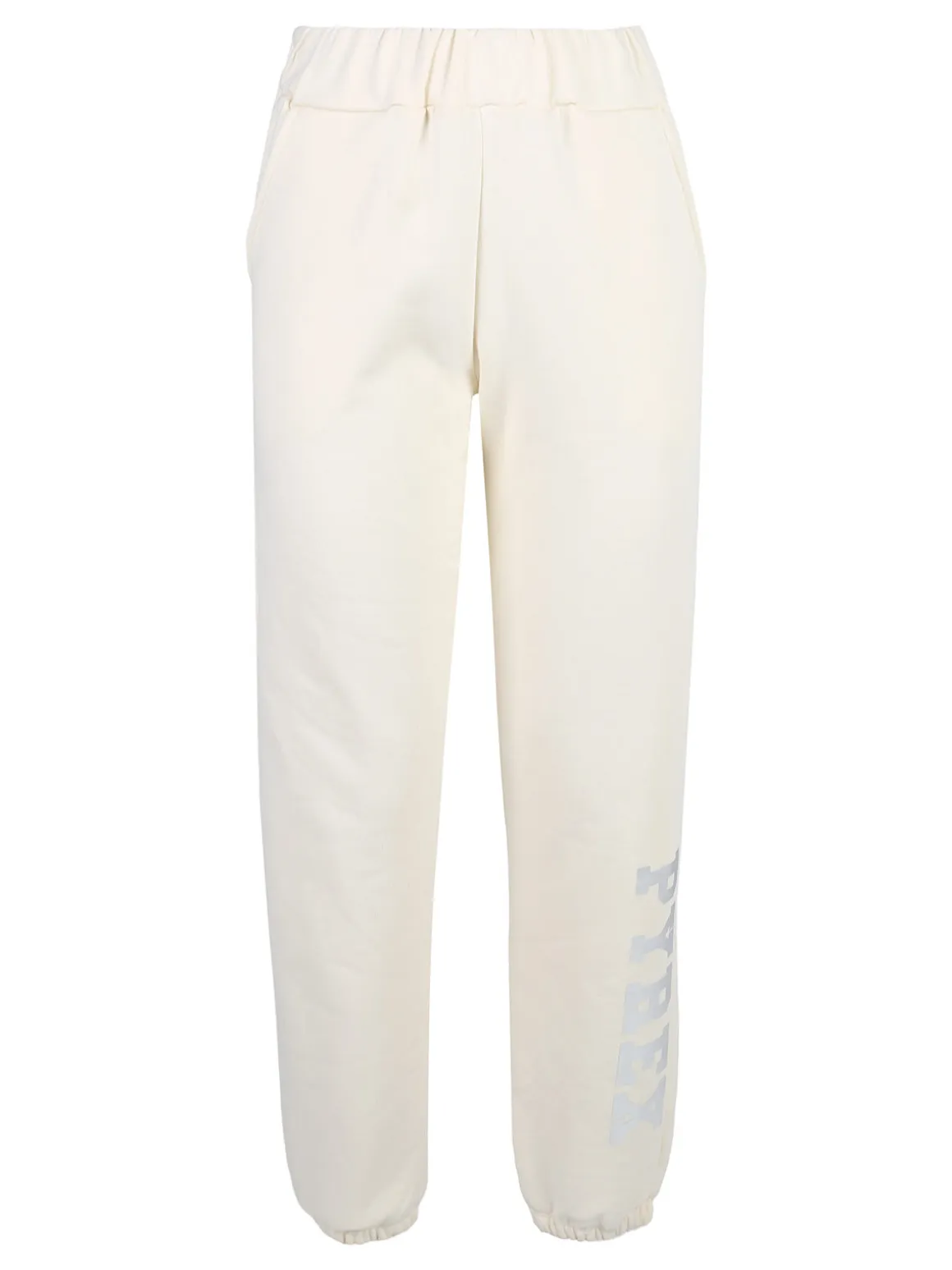 Pyrex Pantaloni tuta da donna felpati con elastico finale - panna