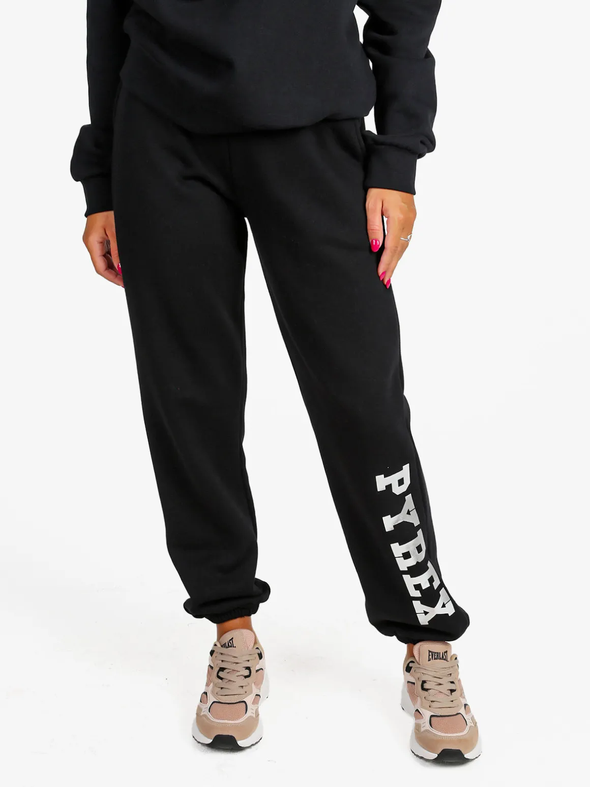 Pyrex Pantaloni tuta da donna felpati con elastico finale - nero