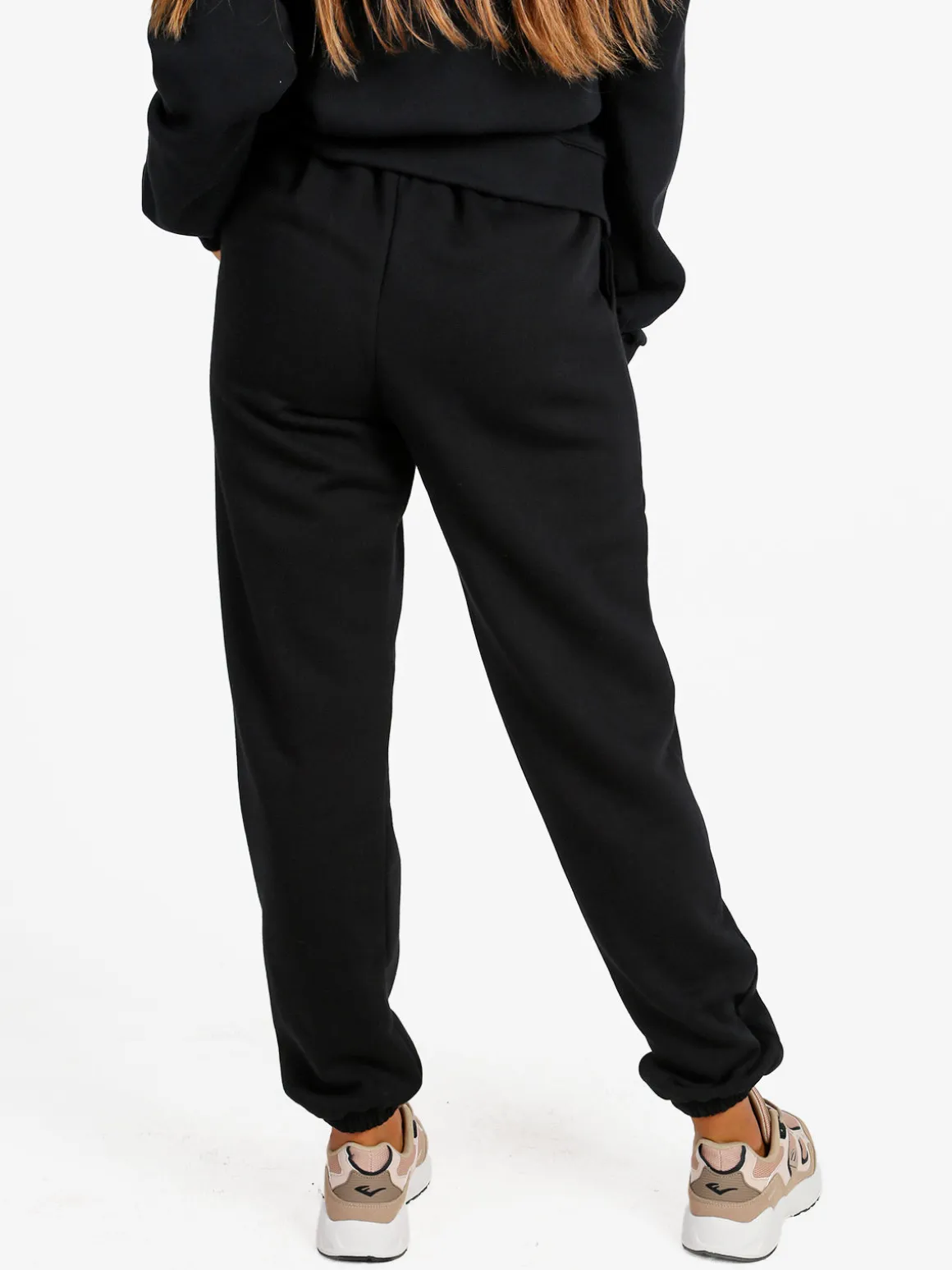 Pyrex Pantaloni tuta da donna felpati con elastico finale - nero