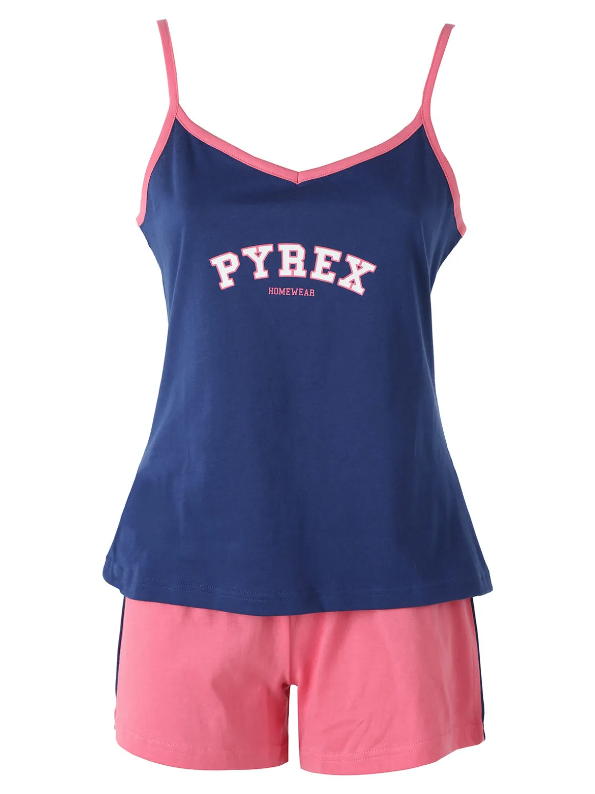 Pyrex Pigiama corto da donna in cotone con top e shorts - blu