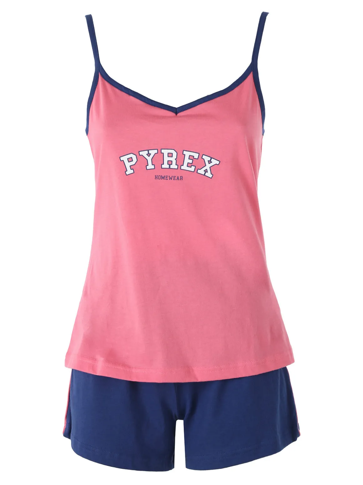 Pyrex Pigiama corto da donna in cotone con top e shorts - fucsia