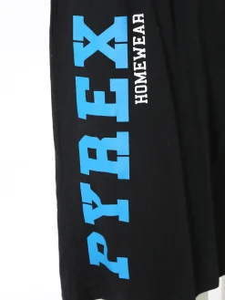 Pyrex Pigiama corto da uomo in cotone con logo - bluette
