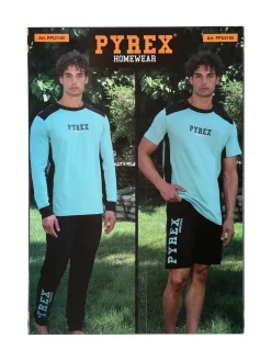 Pyrex Pigiama corto da uomo in cotone con logo - limone