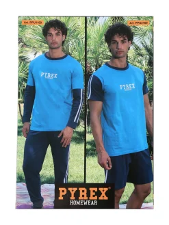 Pyrex Pigiama corto da uomo in cotone - blu